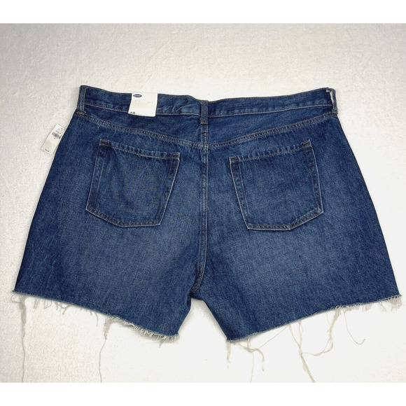 Old Navy High Rise Raw Hem Denim Shorts Medium Wash Blue Plus Size 18 New - Picture 2 of 15